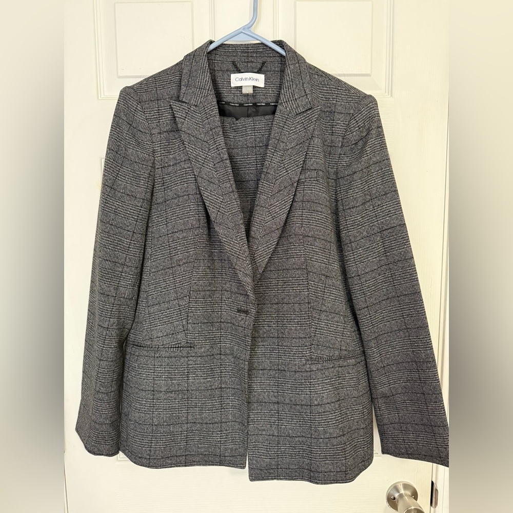 Calvin Klein Black and White Textured Suit